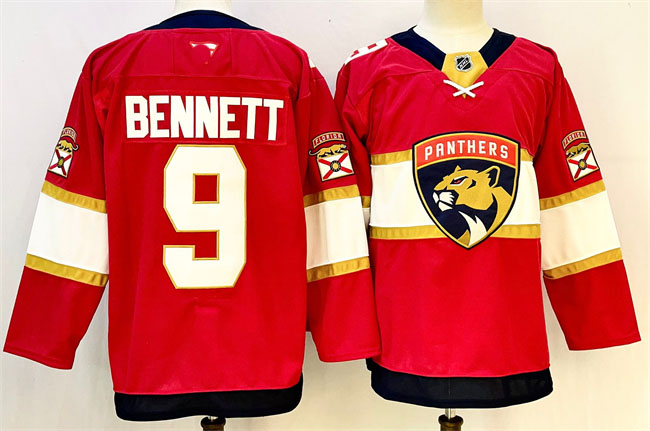 Personalized Men’s Florida Panthers #9 Sam Bennett Red 2024-25 Home Stitched Hockey Jersey