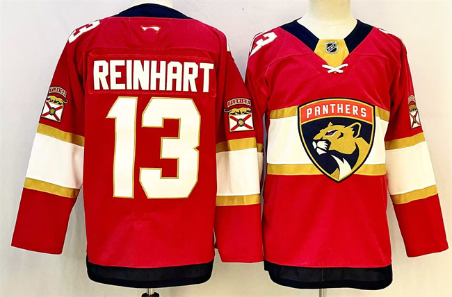 Personalized Men’s Florida Panthers #13 Sam Reinhart Red 2024-25 Home Stitched Hockey Jersey