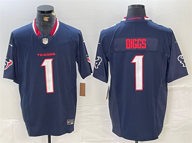 Personalized Men’s Houston Texans #1 Stefon Diggs Navy F.U.S.E. Limited Stitched Football Jersey