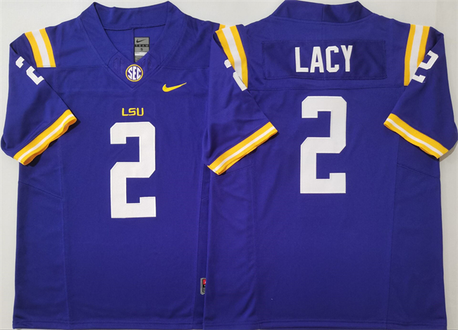 Personalized Men’s LSU Tigers #2 Kyren Lacy Purple F.U.S.E. Stitched Jersey