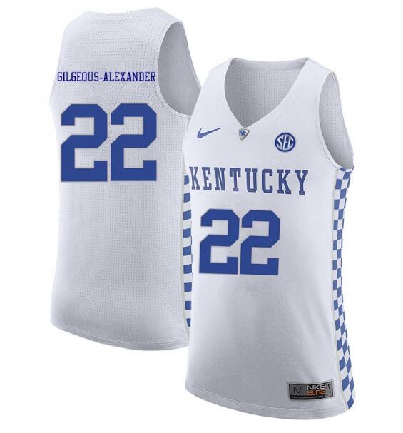 Personalized Men’s Kentucky Wildcats #22 Shai Gilgeous-Alexander White Stitched Basketball Jersey