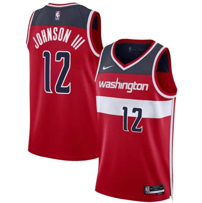 Personalized Men’s Washington Wizards #12 Tre Johnson III Red 2025 Draft Icon Edition Stitched Basketball Jersey