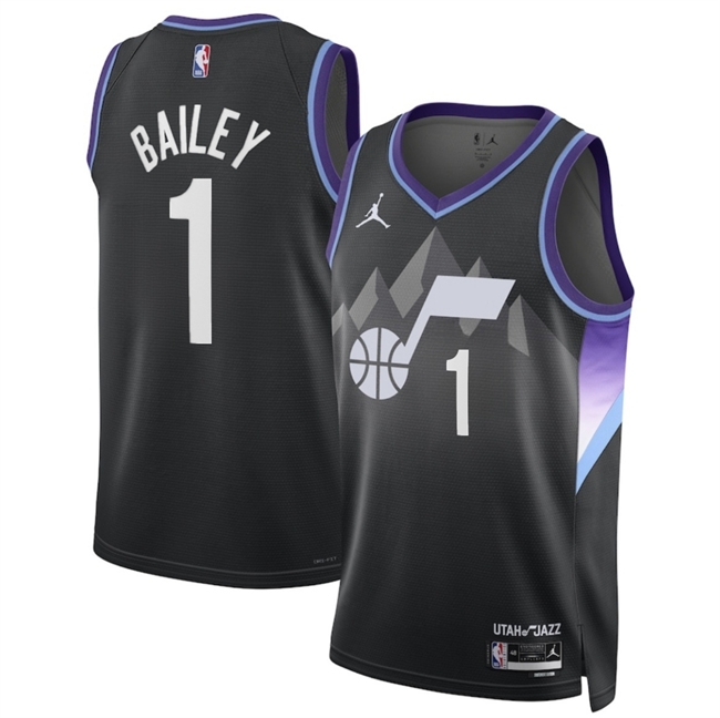 Personalized Men’s Utah Jazz #1 Ace Bailey Black 2024 25 Draft Statement Edition Stitched Basketball Jersey
