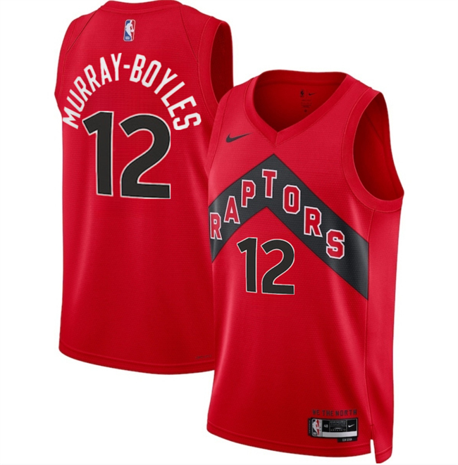 Personalized Men’s Toronto Raptors #12 Collin Murray-Boyles Red 2025 Draft Icon Edition Stitched Basketball Jersey