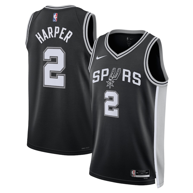 Personalized Men’s San Antonio Spurs #2 Dylan Harper Black 2025 Draft Icon Edition Stitched Basketball Jersey
