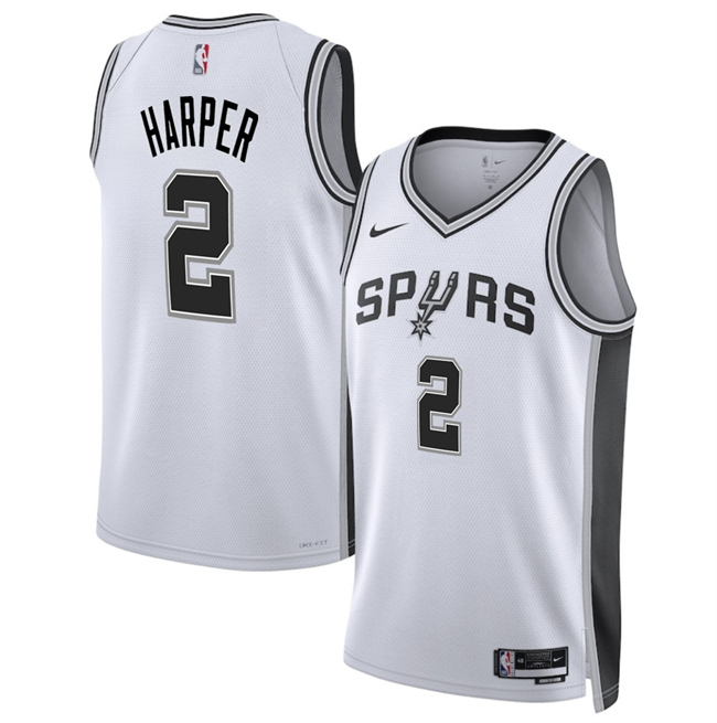 Personalized Men’s San Antonio Spurs #2 Dylan Harper White 2025 Draft Association Edition Stitched Basketball Jersey