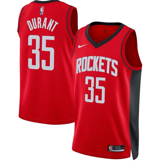 Personalized Men’s Houston Rockets #35 Kevin Durant Red Icon Edition Stitched Jersey