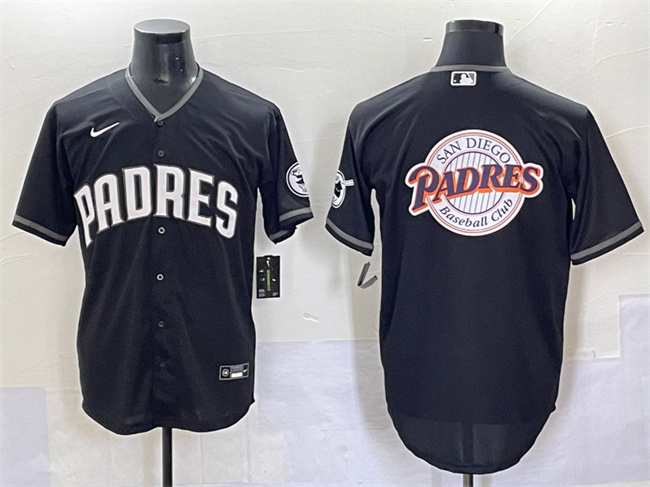 Personalized Men’s San Diego Padres Team Big Logo Black Stitched Baseball Jerseys