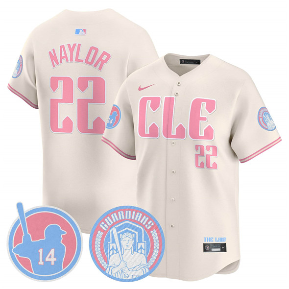 Personalized Men’s Cleveland Guardians #22 Josh Naylor Cream Bubblegum Pink 2025 Limited Stitched Baseball Jersey