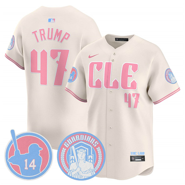 Personalized Men’s Cleveland Guardians #47 D.Trum Cream Bubblegum Pink 2025 Limited Stitched Baseball Jersey