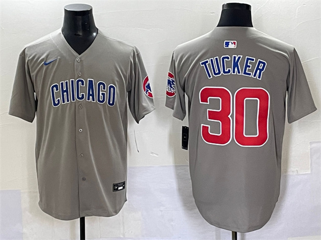 Personalized Men’s Chicago Cubs #30 Kyle Tucker Grey Limited Stitched Baseball Jersey