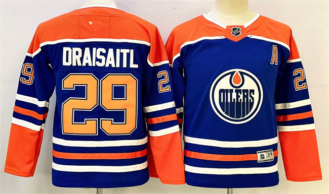 Personalized Youth Edmonton Oilers #29 Leon Draisaitl Royal 2024-25 Stitched Jersey