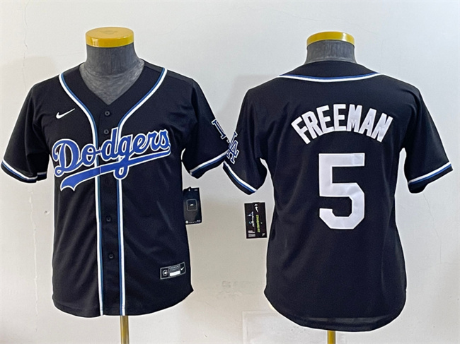 Personalized Youth Los Angeles Dodgers #5 Freddie Freeman Black Stitched Baseball Jersey