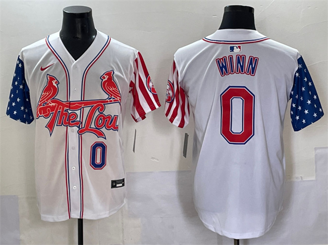 Personalized Men’s St.Louis Cardinals #0 Masyn Winn White Independence Day Premier Limited Stitched Baseball Jersey