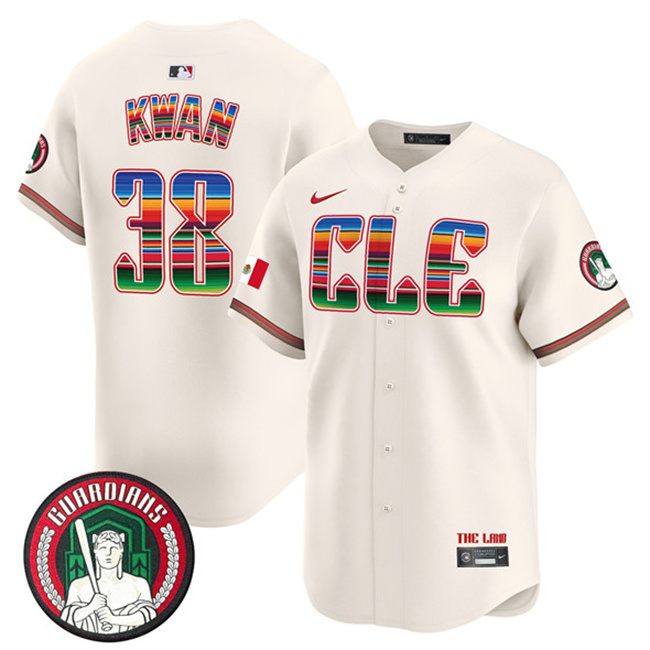 Personalized Men’s Cleveland Guardians #38 Steven Kwan Cream Mexico Premier Limited Stitched Baseball Jersey