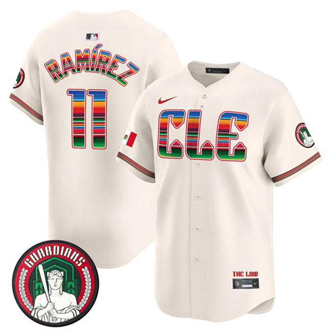 Personalized Men’s Cleveland Guardians #11 Jose Ramirez Cream Mexico Premier Limited Stitched Baseball Jersey