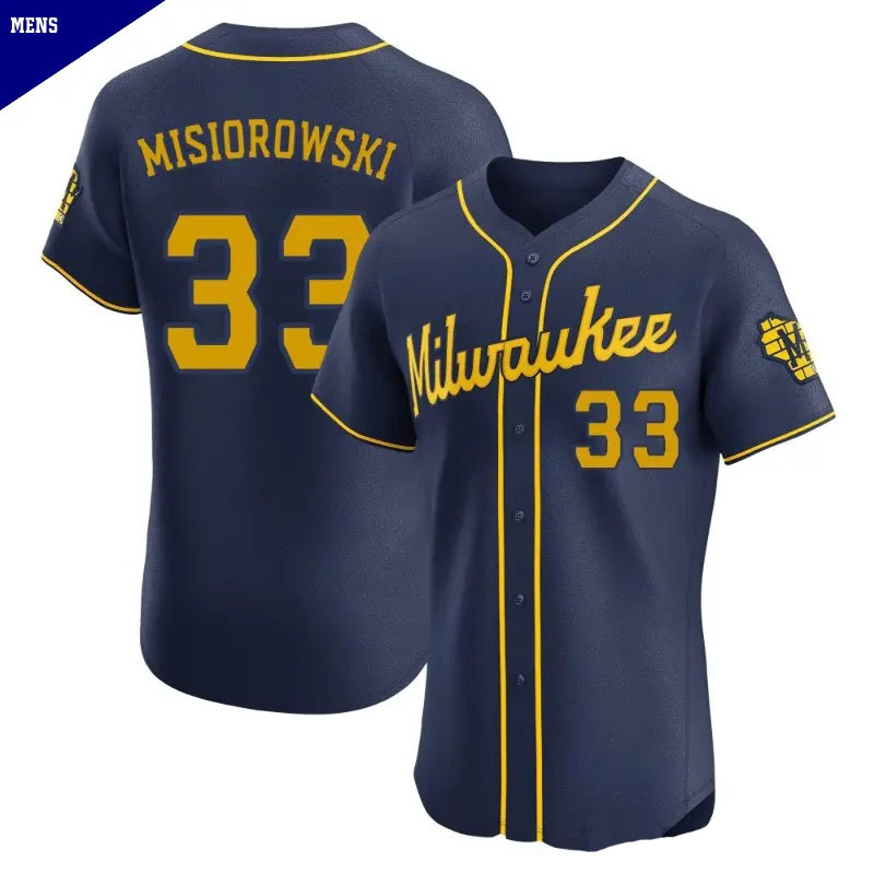 Personalized Men’s #33 Jacob Misiorowski Milwaukee Brewers Navy Elite Alternate Jersey
