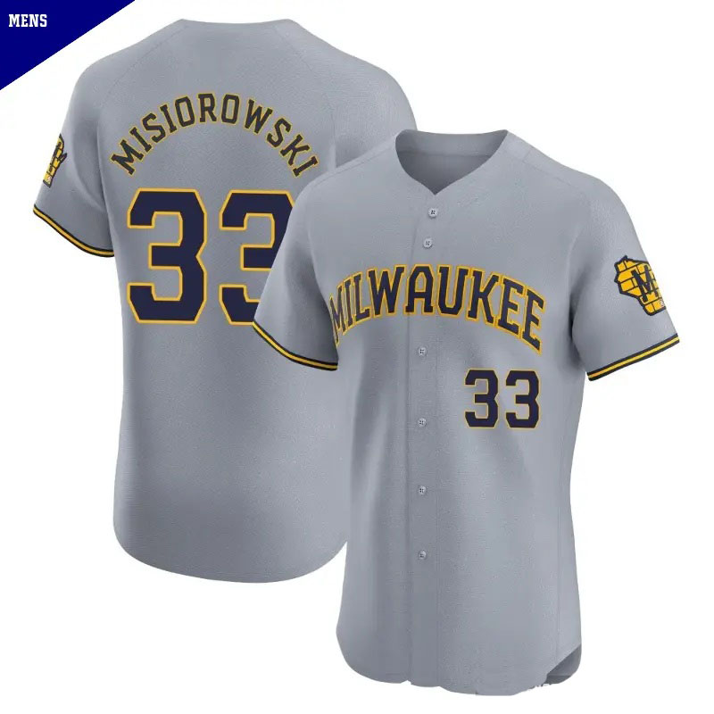 Personalized Men’s #33 Jacob Misiorowski Milwaukee Brewers Gray Elite Road Jersey