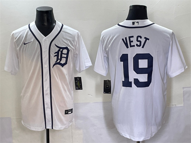 Personalized Men’s Detroit Tigers #19 Will Vest White Cool Base Stitched Baseball Jersey