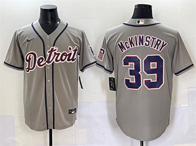 Personalized Men’s Detroit Tigers #39 Zach McKinstry Grey Cool Base Stitched Baseball Jersey