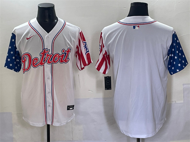Personalized Men’s Detroit Tigers Blank White 2025 Memorial Day Premier Limited Stitched Baseball Jersey