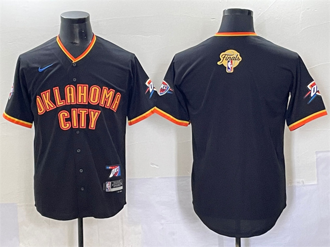 Personalized Men’s Oklahoma City Thunder Blank Black 2025 Finals Stitched Baseball Jersey
