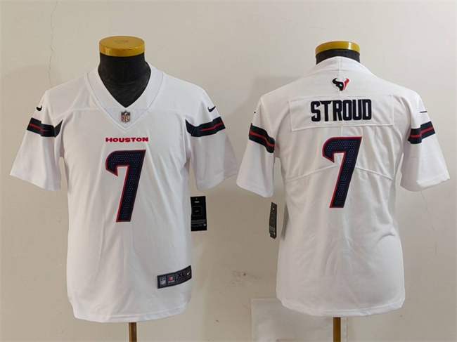 Personalized Youth Houston Texans #7 C.J. Stroud White Untouchable Limited Stitched Jersey