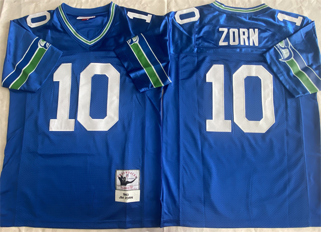 Personalized Men’s Seattle Seahawks #10 Jim Zorn Royal Throwback Stitched Football Jersey