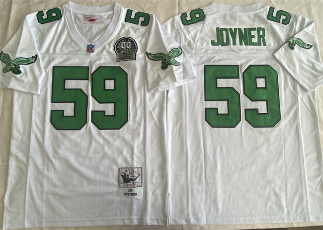 Personalized Men’s Philadelphia Eagles #59 Seth Joyner White Throwback Stitched Football Jersey