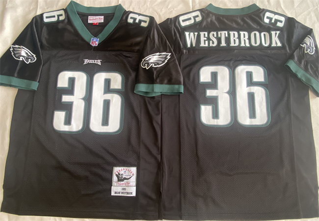 Personalized Men’s Philadelphia Eagles #36 Brian Westbrook Black Throwback Stitched Football Jersey