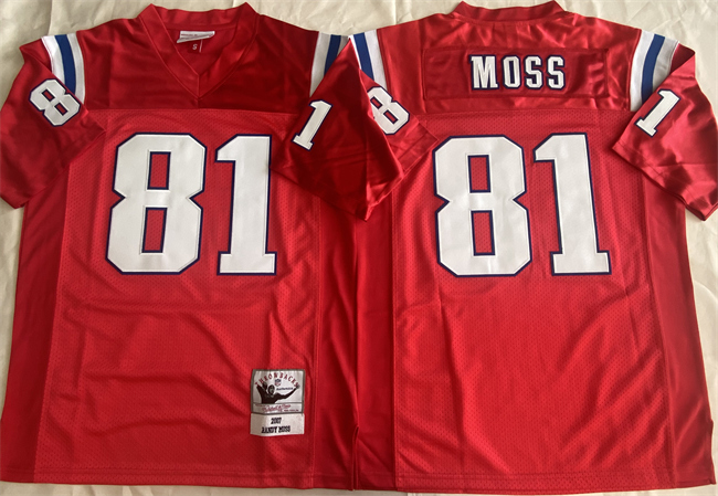 Personalized Men’s New England Patriots #81 Randy Moss Red Throwback Stitched Football Jersey
