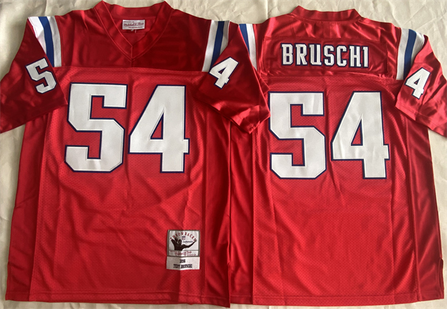 Personalized Men’s New England Patriots #54 Tedy Bruschi Red Throwback Stitched Football Jersey