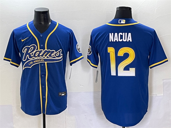 Personalized Men’s Los Angeles Rams #12 Puka Nacua Royal Cool Base Stitched Baseball Jersey