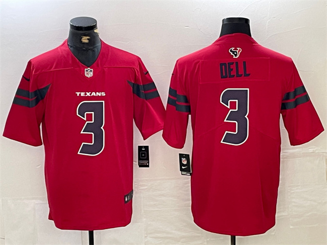 Personalized Men’s Houston Texans #3 Tank Dell Red Untouchable Stitched Football Jersey