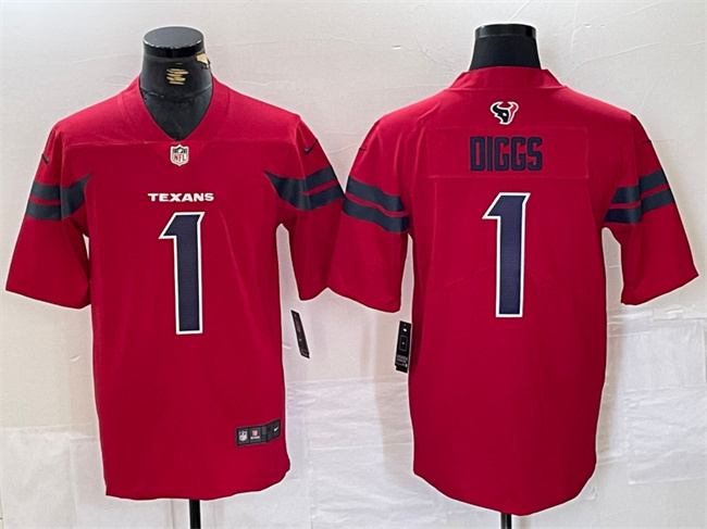 Personalized Men’s Houston Texans #1 Stefon Diggs Red Untouchable Stitched Football Jersey