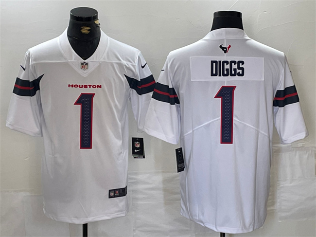 Personalized Men’s Houston Texans #1 Stefon Diggs White Untouchable Stitched Football Jersey