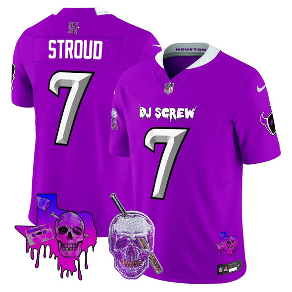 Personalized Men’s Houston Texans #7 C.J. Stroud Purple F.U.S.E. DJ Screw Limited Stitched Football Jersey