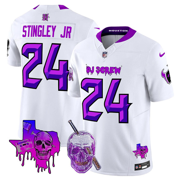 Personalized Men’s Houston Texans #24 Derek Stingley Jr. White F.U.S.E. DJ Screw Limited Stitched Football Jersey
