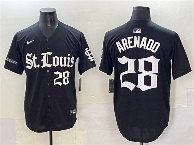 Personalized Men’s St. Louis Cardinals #28 Nolan Arenado Black ‘Gothic Legacy Edition’ Premier Limited Stitched Baseball Jersey