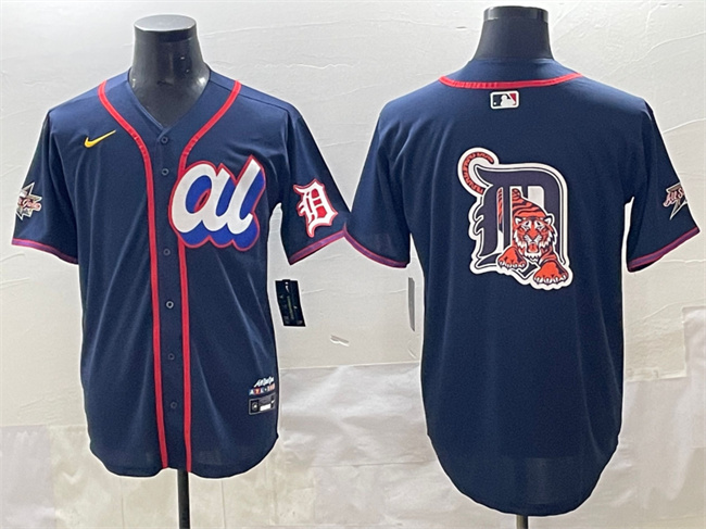 Personalized Men’s American League Detroit Tigers Team Big Logo Navy 2025 All-Star Edition Limited Stitched Baseball Jersey