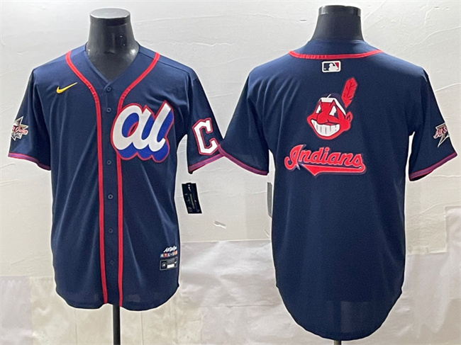 Personalized Men’s American League Cleveland Guardians Team Big Logo Navy 2025 All-Star Edition Limited Stitched Baseball Jersey