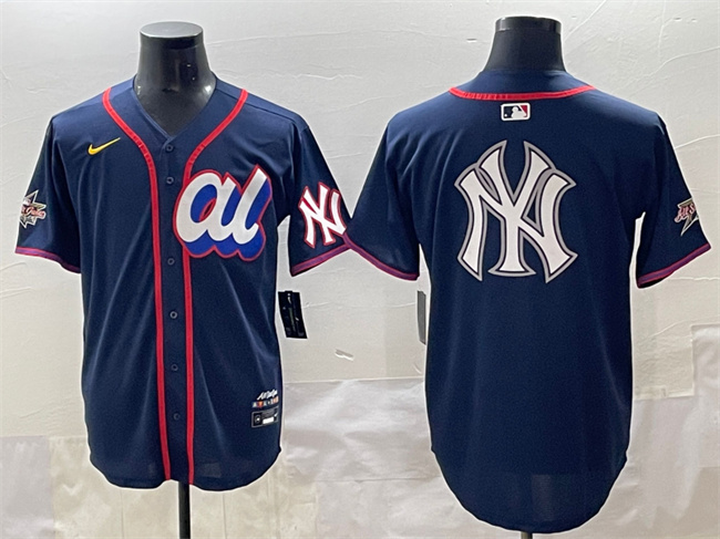 Personalized Men’s American League New York Yankees Team Big Logo Navy 2025 All-Star Edition Limited Stitched Baseball Jersey