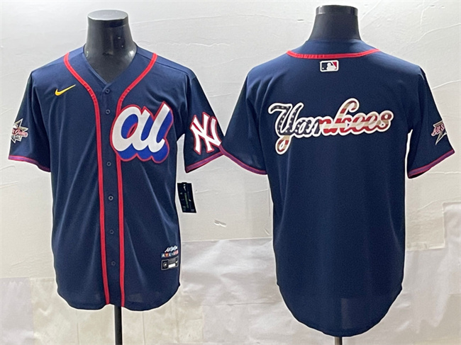 Personalized Men’s American League New York Yankees Team Big Logo Navy 2025 All-Star Edition Limited Stitched Baseball Jersey