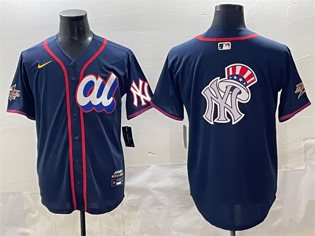 Personalized Men’s American League New York Yankees Team Big Logo Navy 2025 All-Star Edition Limited Stitched Baseball Jersey