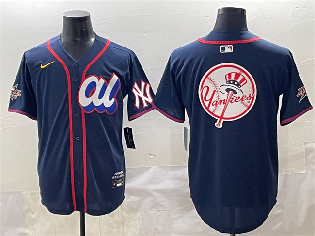 Personalized Men’s American League New York Yankees Team Big Logo Navy 2025 All-Star Edition Limited Stitched Baseball Jersey