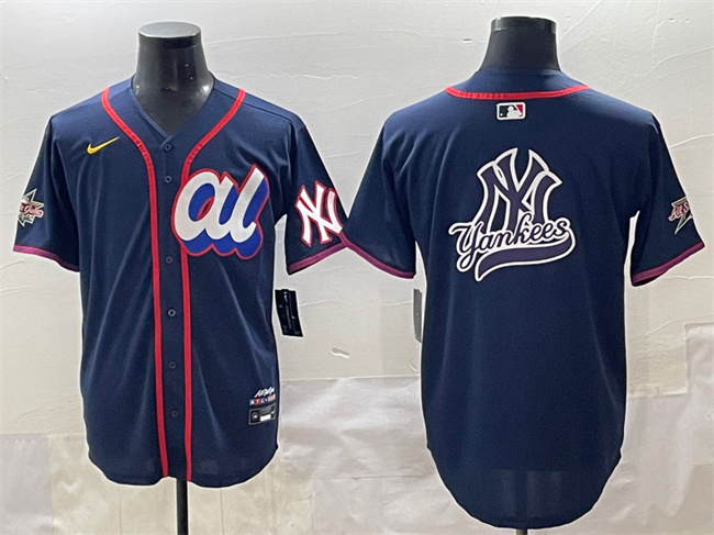 Personalized Men’s American League New York Yankees Team Big Logo Navy 2025 All-Star Edition Limited Stitched Baseball Jersey