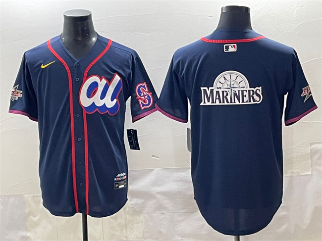 Personalized Men’s American League Seattle Mariners Team Big Logo Navy 2025 All-Star Edition Limited Stitched Baseball Jersey