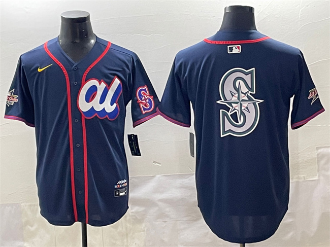 Personalized Men’s American League Seattle Mariners Team Big Logo Navy 2025 All-Star Edition Limited Stitched Baseball Jersey