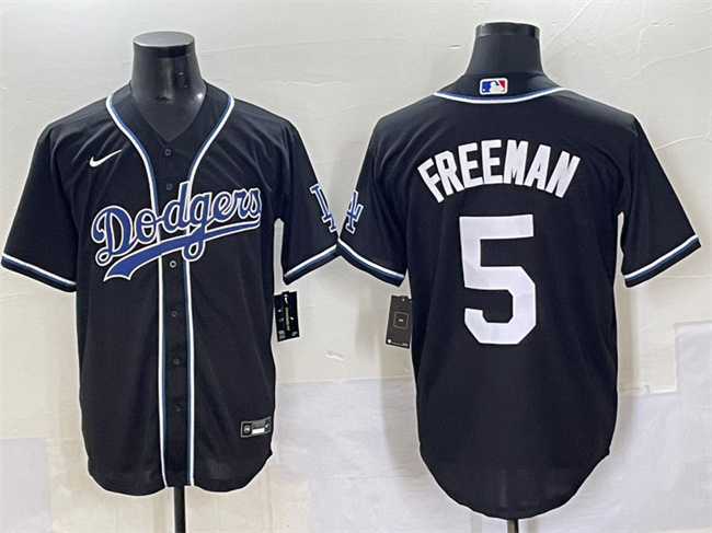 Personalized Men’s Los Angeles Dodgers #5 Freddie Freeman Black Fashion Stitched Baseball Jersey