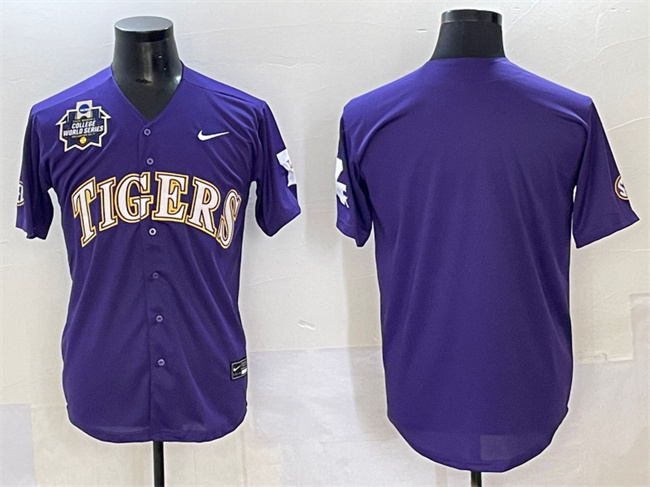 Personalized Men’s LSU Tigers Blank Purple 2025 World Series & SEC Patch Stitched Baseball Jersey